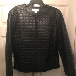 Black quilted leather jacket